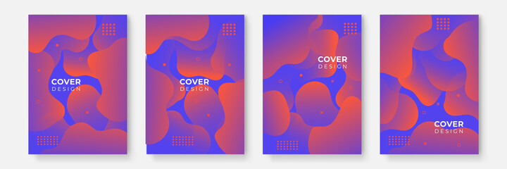Blue red gradient flowing geometric pattern background texture for poster cover design. Minimal color abstract gradient banner template. Modern vector wave shape for business brochure