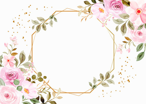 Wedding invitation flower background with watercolor