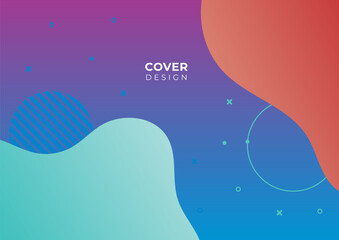 Gradient flowing geometric pattern background texture for poster cover design. Minimal color abstract gradient banner template. Modern vector wave shape for brochure