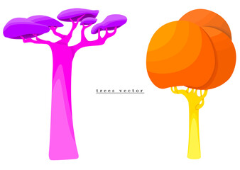 illustration of two trees with unique and fantasy colors, you can use this object for additional objects or other uses in your illustration