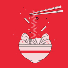 illustration of an background china food nooodles kawaii japane food sushi