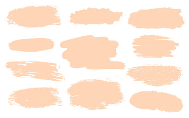 Set of pink paint strokes. Textured background templates isolated on the white background. Vector paintbrush design. Grunge stamps collection. Blank handmade shapes.