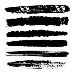Set of black brush strokes. Grunge vector design elements. Paint strips imitation isolated on the white background