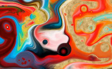 Abstract bacground. Multicolor Acrylic pour fluid art. 3d illustration 
