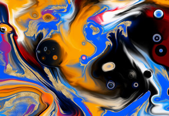 Abstract bacground. Multicolor Acrylic pour fluid art. 3d illustration 
