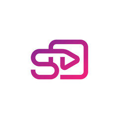 S letter with play symbol modern style logo design vector