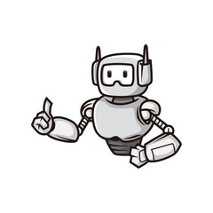 Advance smart robot thumb up cartoon character fun design mascot logo vector