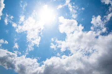 夏の青空と雲の背景イメージ