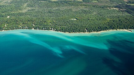 Aerial of Lake Michigan in Northern Michigan