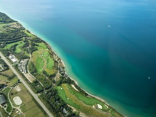 Aerial of Lake Michigan in Northern Michigan