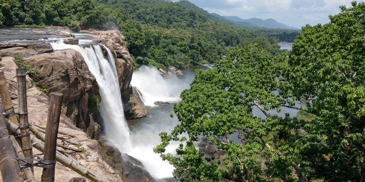 India, Kerala, Waterfall In Athirappally, August 2019