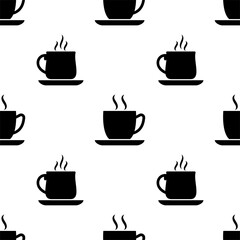 Tea Cup Icon Seamless Pattern, Coffee Cup Icon