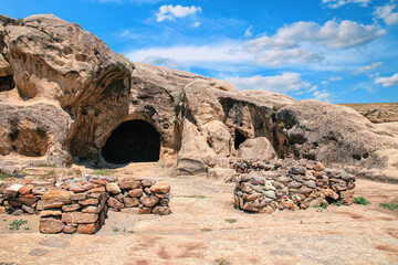 Uplistsikhe Cave City near Gori, Cave Town. Old Ancient Cave in Georgia.