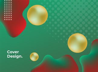 Red green gold abstract background. Golden fluid ball. Abstract gold background luxury vibrant color and golden line template premium vector
