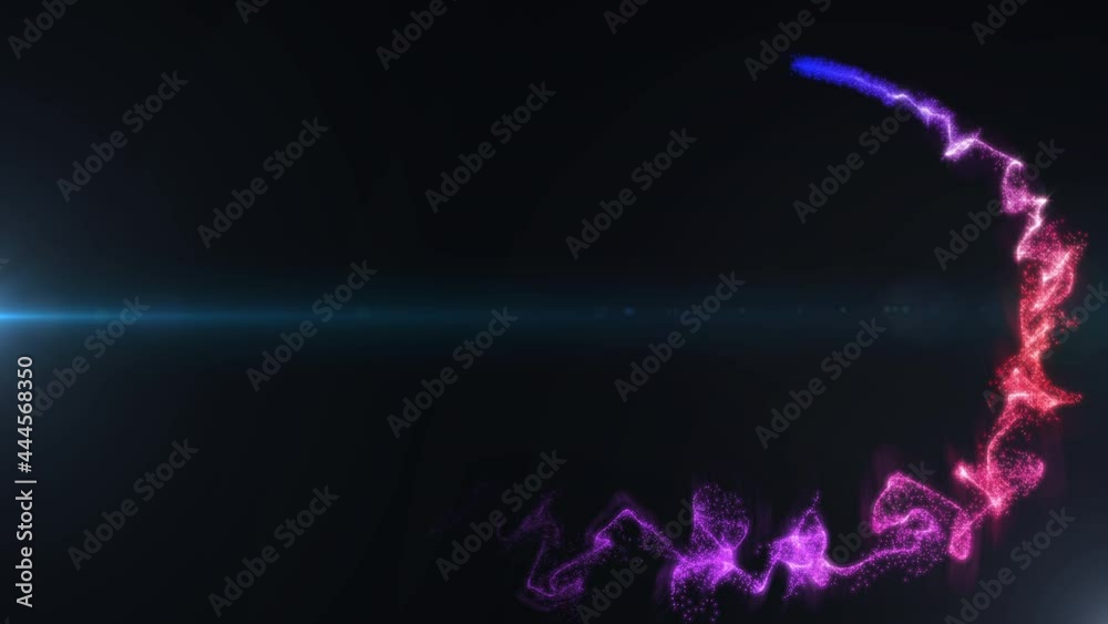 Fototapete particle trails swirl element flying wave structure on flickering flare 4k motion background