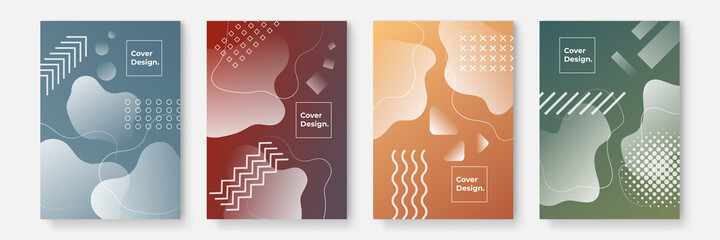 Abstract trendy gradient flowing geometric pattern background texture for poster cover design. Minimal color gradient banner template. Modern vector wave shape for brochure