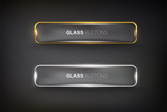 Button web set glass on background color black