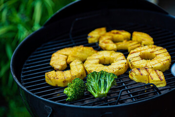 grilled sweet pineapple and broccoli