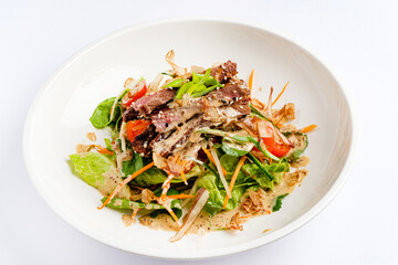 tasty salad with beef and vegetables