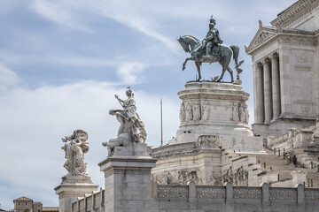 Fototapeta na wymiar National Monument to Victor Emmanuel II (Altare della Patria) built in honour of Victor Emmanuel - first king of a unified Italy. Rome, Italy.