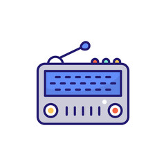 Radio Advertising vector flat outline fill icon style illustration. EPS 10