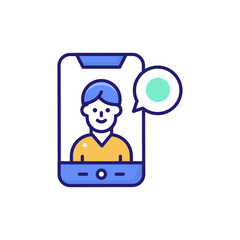 Mobile Streaming vector flat outline fill icon style illustration. EPS 10