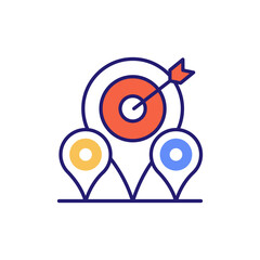 Location Targeting vector flat outline fill icon style illustration. EPS 10