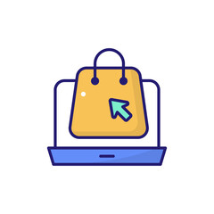 Online Shopping vector flat outline fill icon style illustration. EPS 10