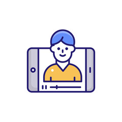 Live Stream vector flat outline fill icon style illustration. EPS 10