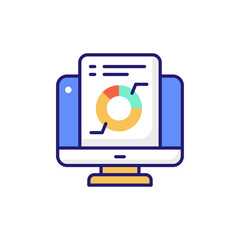 Online Report vector flat outline fill icon style illustration. EPS 10