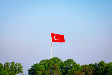 Turkish Flag and trees in the bottom