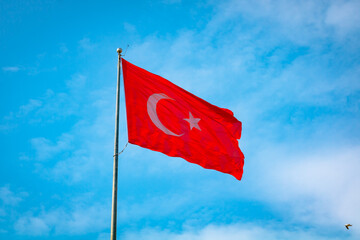 Turkish Flag on the cloudy sky