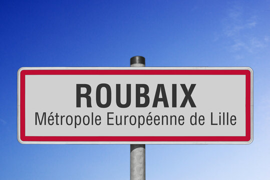 Roubaix, M&eacute;tropole Europ&eacute;enne de Lille, panneau, (symbolique)