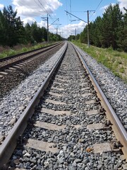 Fototapeta na wymiar Railroad tracks go to the horizon