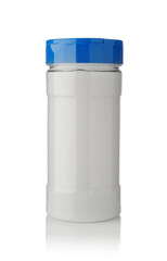 Plastic bottle of salt isolated.