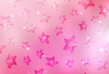 Light Pink vector pattern with christmas stars.