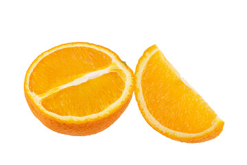 Fototapeta na wymiar Juicy cut orange isolated on white background with clipping path