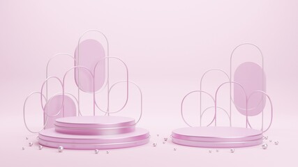 Abstract geometric blank empty space minimal product cosmetic advertising luxury cylinder platform podiums stand show display mock up. pastel colour background studio. 3d rendering.