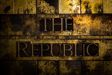 The Republic text on vintage textured copper and gold background