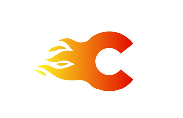 fire C alphabet letter icon for company. Red flames design suitable for a corporate logo