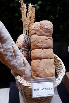 Fresh toast and bread creal on a basket bamboo