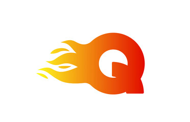 fire Q alphabet letter icon for company. Red flames design suitable for a corporate logo