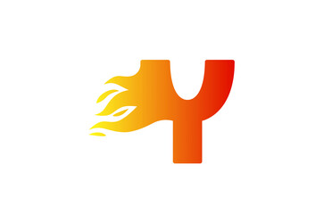 fire Y alphabet letter icon for company. Red flames design suitable for a corporate logo