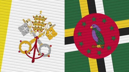 Dominica and Vatican Flags Together Fabric Texture Illustration Background