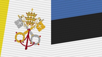 England and Vatican Flags Together Fabric Texture Illustration Background