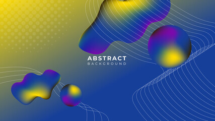 Modern blue and yellow gradient color background with geometric shapes and objects. Abstract design template for brochures, flyers, banners, headers, book covers, notebooks background vector