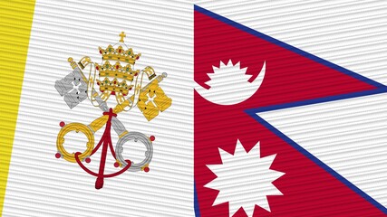 Myanmar Burma and Vatican Flags Together Fabric Texture Illustration Background