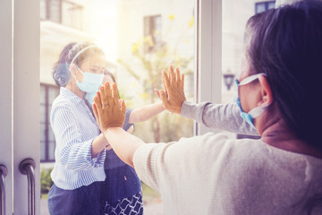 Sad old couple meeting with kids and granddaughter