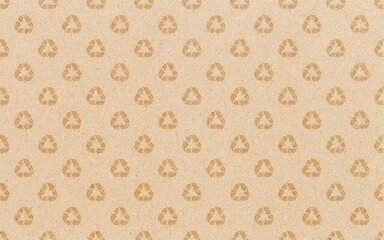 Recycle symbol pattern on brown paper background