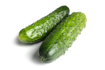 Fresh cucumbers isolated on white.